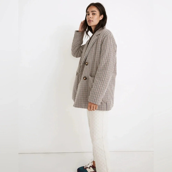 NWT Madewell Fall 2021 Padded Jacket in Plaid Antique Cream size XS NB250 - Picture 3 of 12